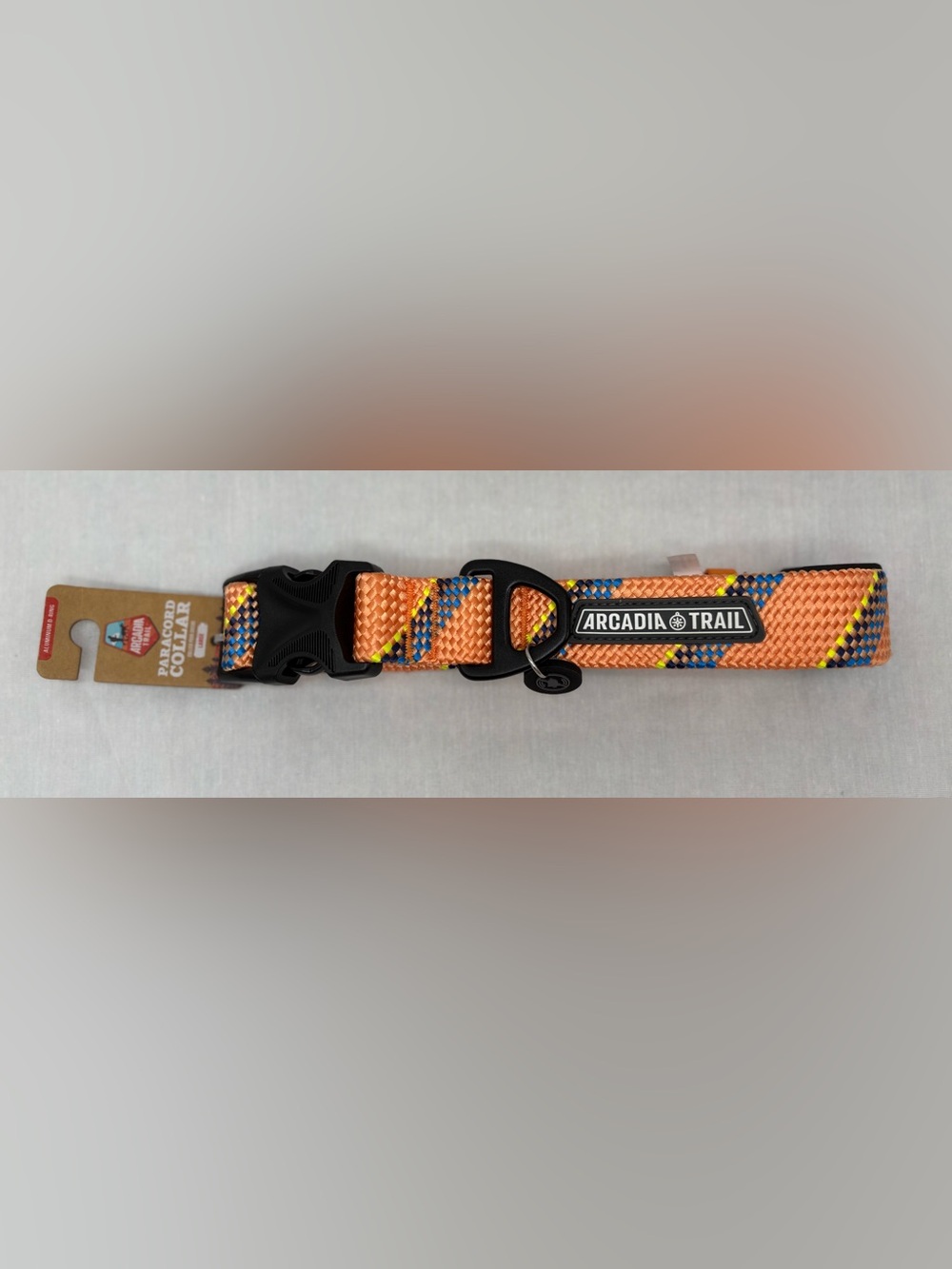 Arcadia Trail Rope Paracord Dog Collar Large-Fits 17”-26” Neck, Orange Blue